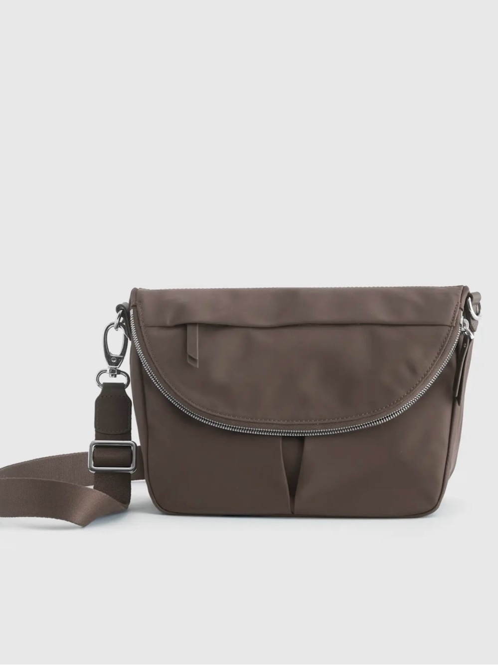 Quince Revive Nylon Foldover Crossbody Bag Sleek and Functional - Ash Grey